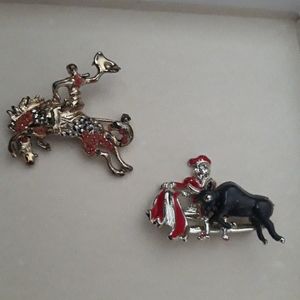 Vintage Cowboy and Bullfighter Pins